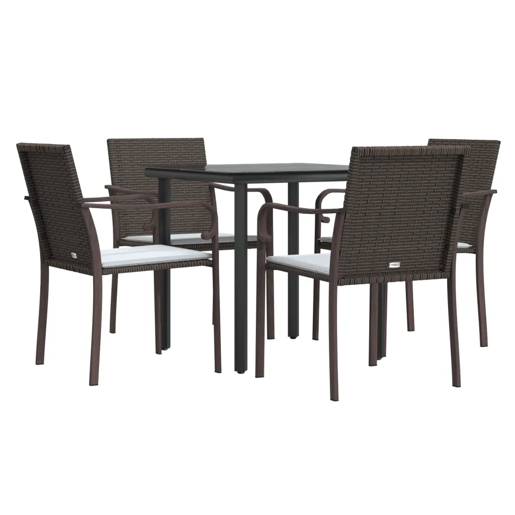 Set Pranzo da Giardino 5pz con Cuscini in Polyrattan e Acciaio 3186954