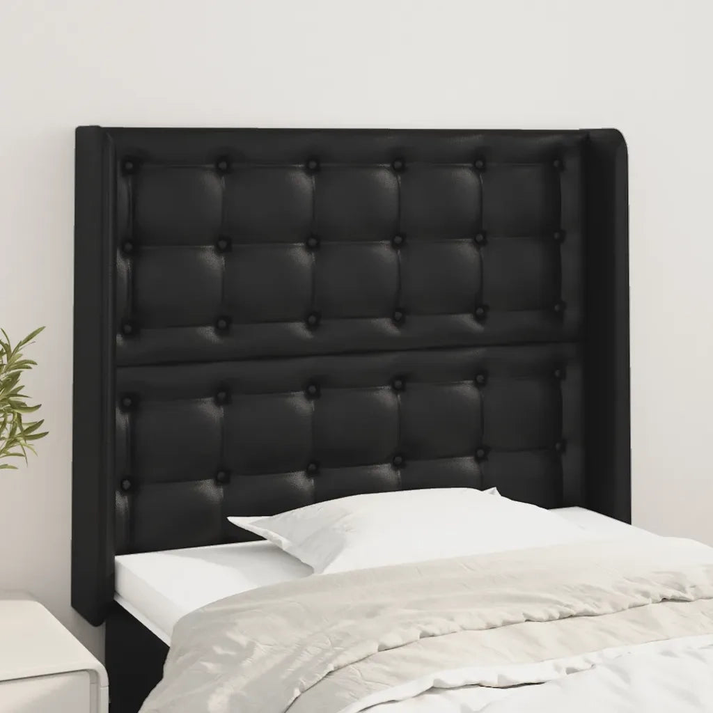 Testiera | Testata ad Orecchio Nera 83x16x118/128 cm in Similpelle