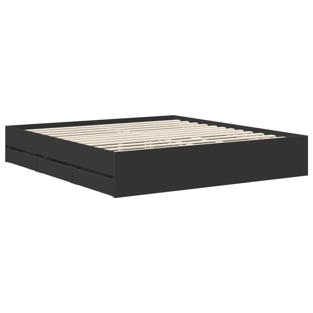 Letto matrimoniale | Letto per adulti | Struttura del letto Nero 180 x 200 cm Legno Ingegnerizzato