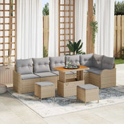 Set Divano da Giardino con cuscino 9 pcs Beige e Grigio Chiaro