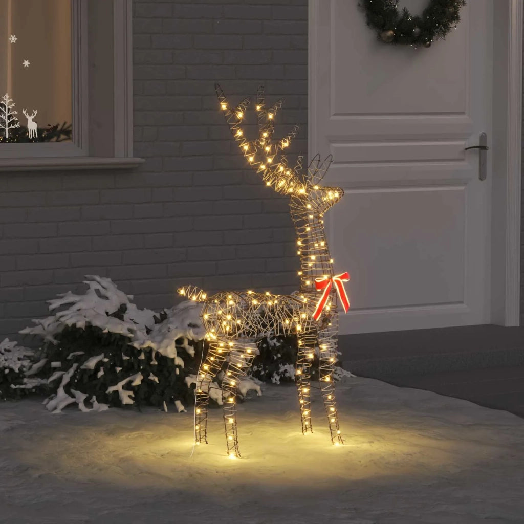 Renna 3D con 140 LED Bianco caldo 70 x 41 x 128 cm Rattan 42019057