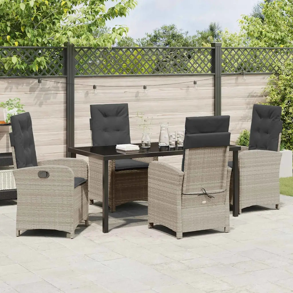 Set da Pranzo per Giardino 5 pcs Grigio chiaro polyrattan