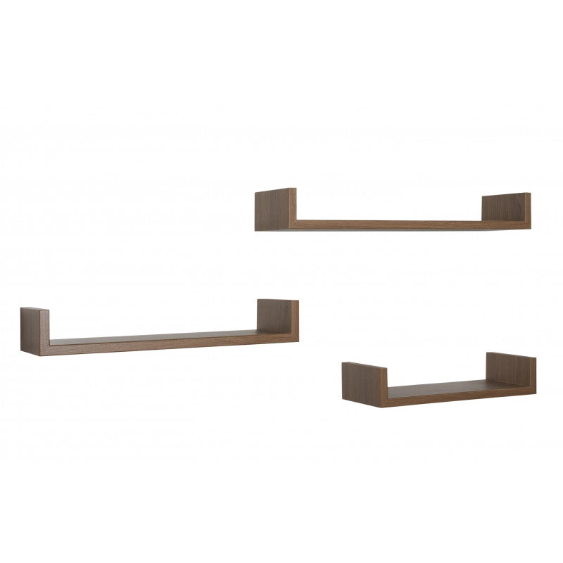 Set di 3 Mensole da Muro, Mensole Muro Design, Mensola da Parete, Rovere Tabacco, 60x8 p15,5 cm, 50x8 p15,5 cm e 40x8 p15,5 cm - Calamita