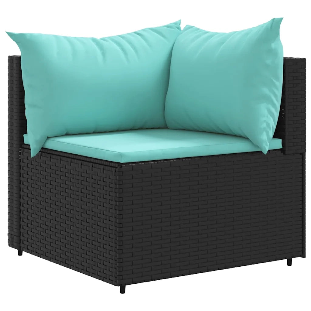 Set Divani da Giardino 9 pz con Cuscini Nero in Polyrattan