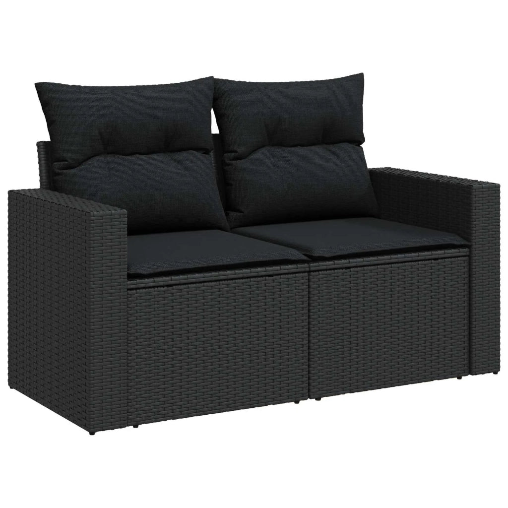 Set Divano da Giardino 8 pcs Nero polyrattan