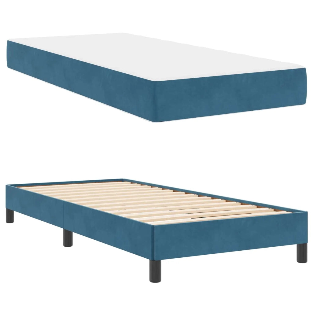 Letto a molle con materasso Blu Scuro 80 x 200 cm Tessuto