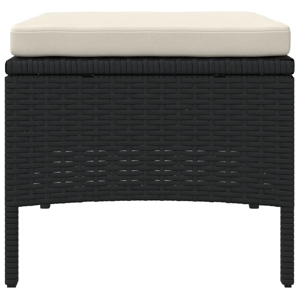 Divano Giardino 2 Posti con Tavolo e Sgabelli Nero Polyrattan 317626
