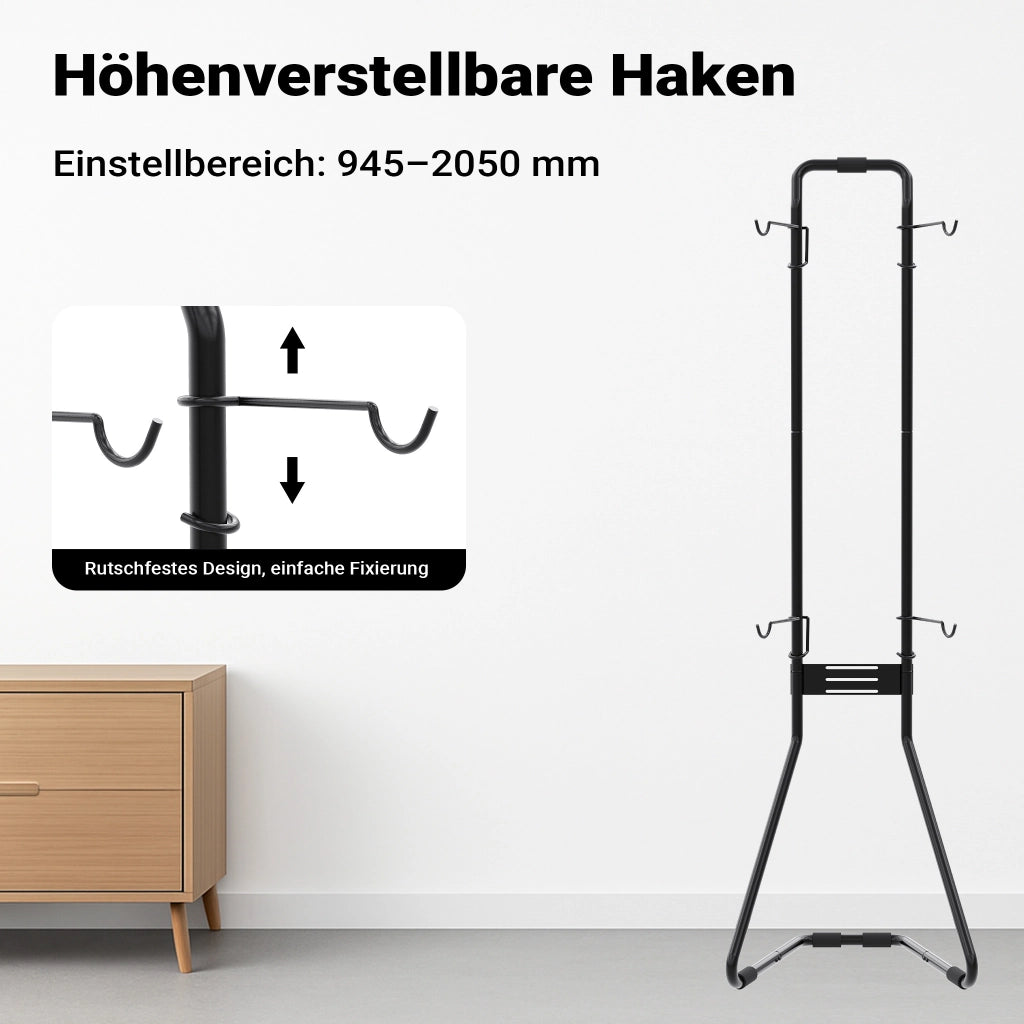 Portabici universale per 2 biciclette 66,5 x 55,8 x 219 cm, portabiciclette autoportante, supporto bici regolabile in altezza