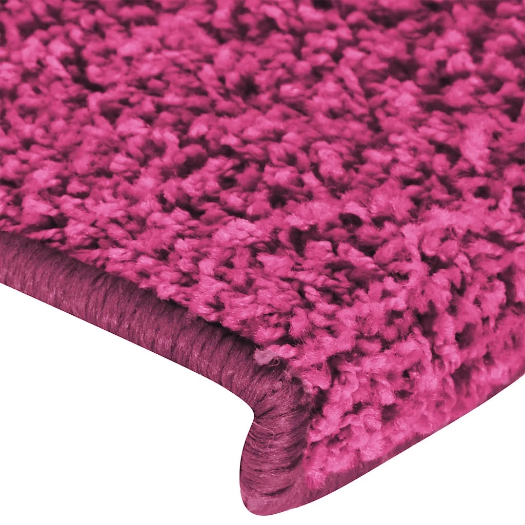 Tappetini per scale 15 pz | Gradini per Scale 65x21x4 cm Rosa Bordo rettangolare