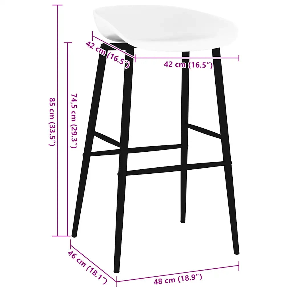 Sgabelli da Bar 2 pz Bianchi 248156