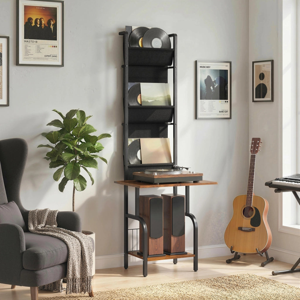 Libreria industriale con 3 tasche in tessuto ¨C Xylo ¨C Legno rustico marrone