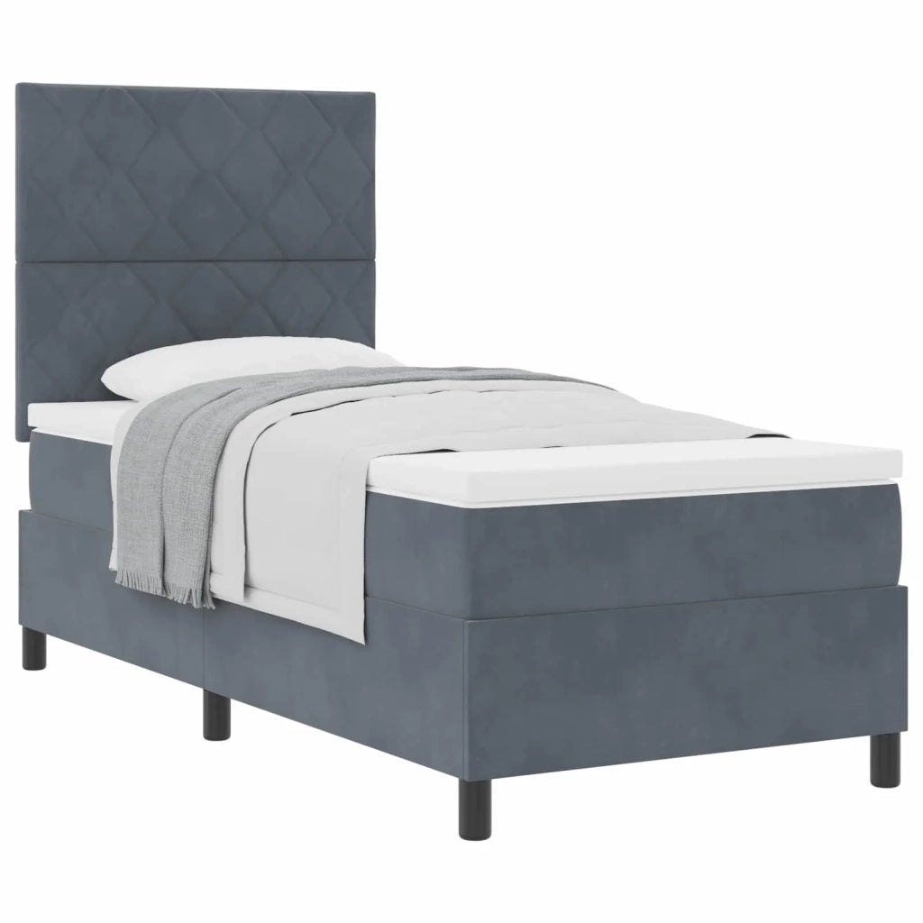 Letto a molle con testiera Grigio scuro 90 x 190 cm Velluto 3339867