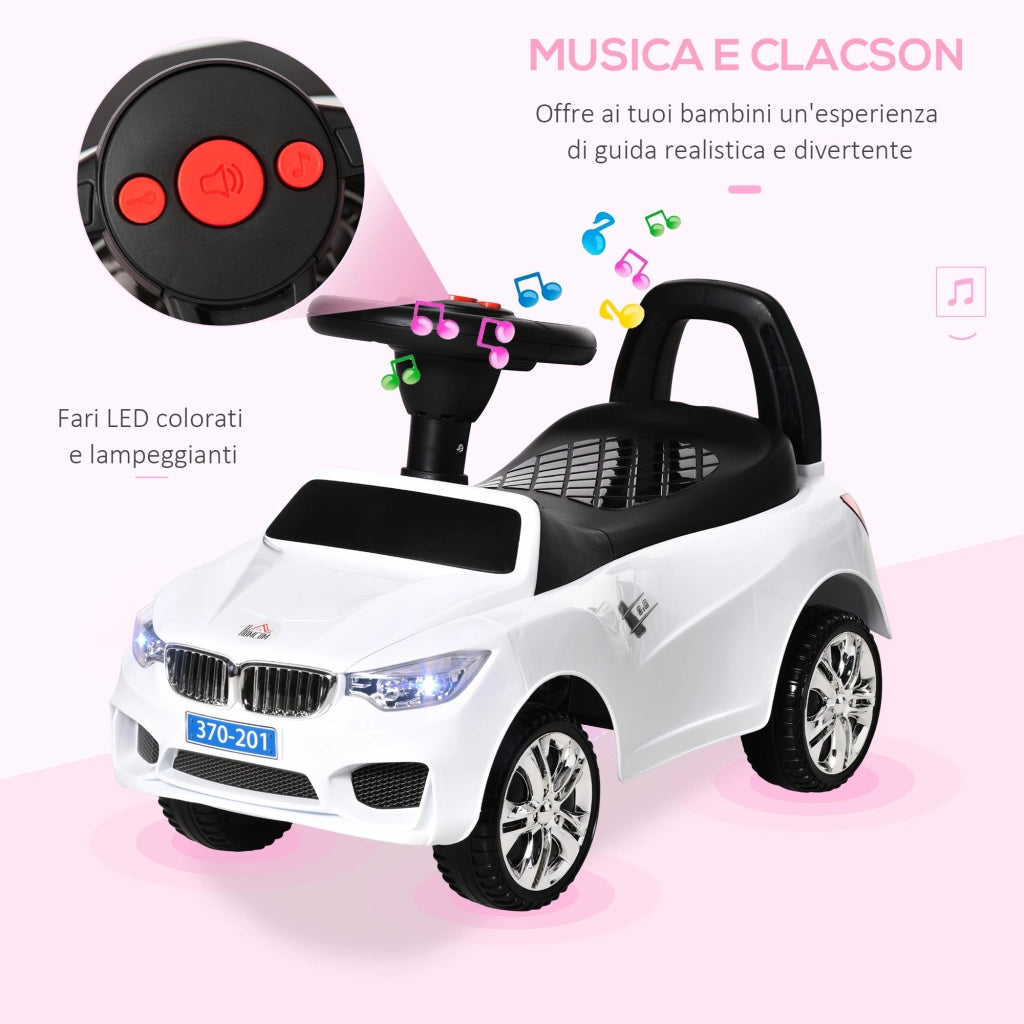 Auto Macchina Cavalcabile per Bambini Clacson e Musica Bianca