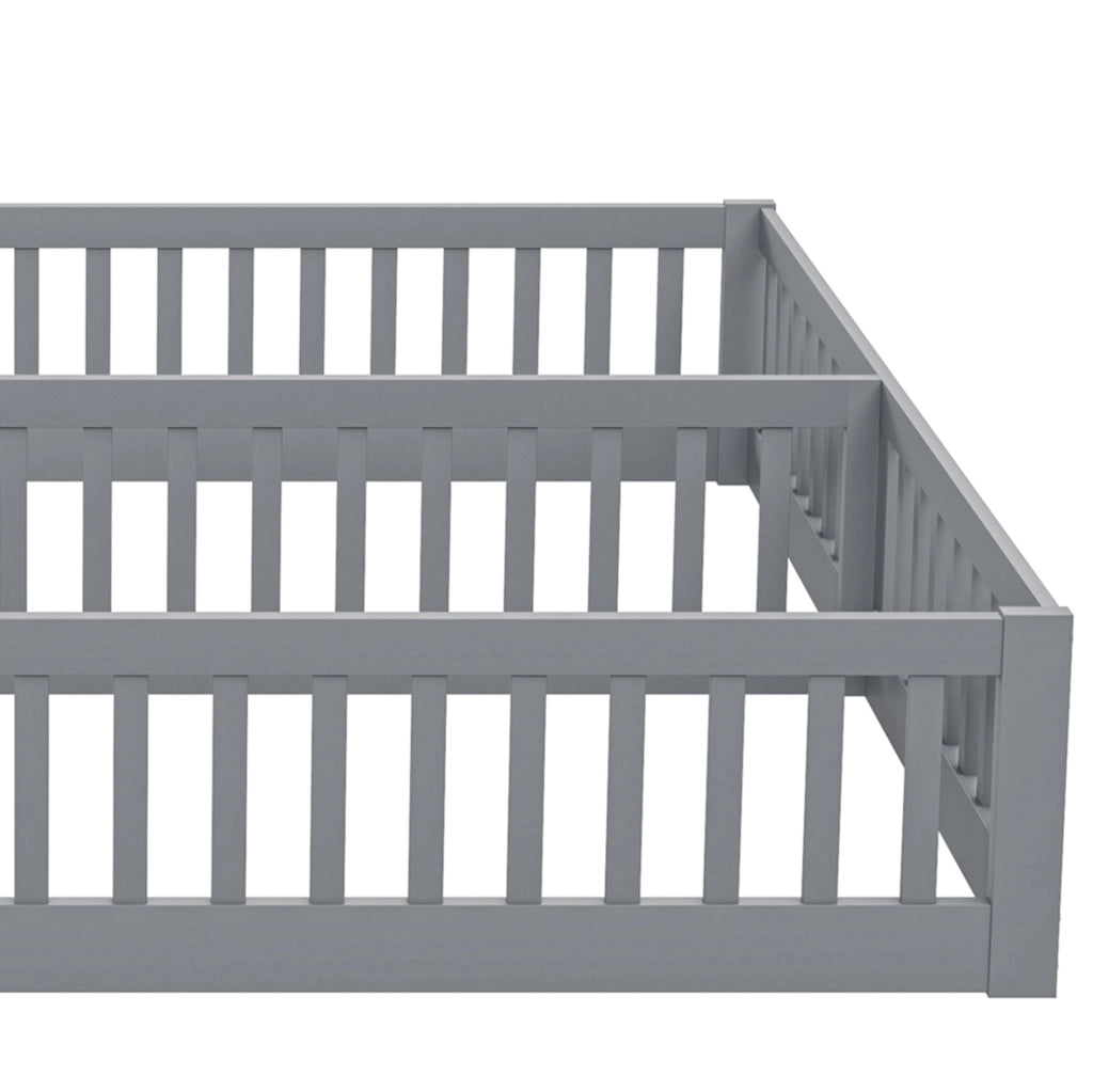 Letto per bambini con sponde di sicurezza; 90x200 cm; pino e MDF; grigio