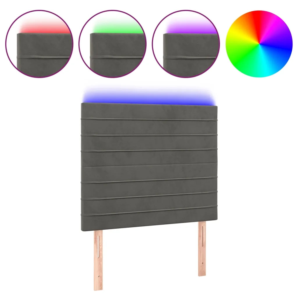 Testiera a LED-Testata con LED GrigioScuro 100x5x118/128cm in Velluto 133038