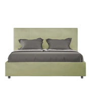 Letto matrimoniale francese contenitore imbottito 140x210 microfibra tè verde Mika