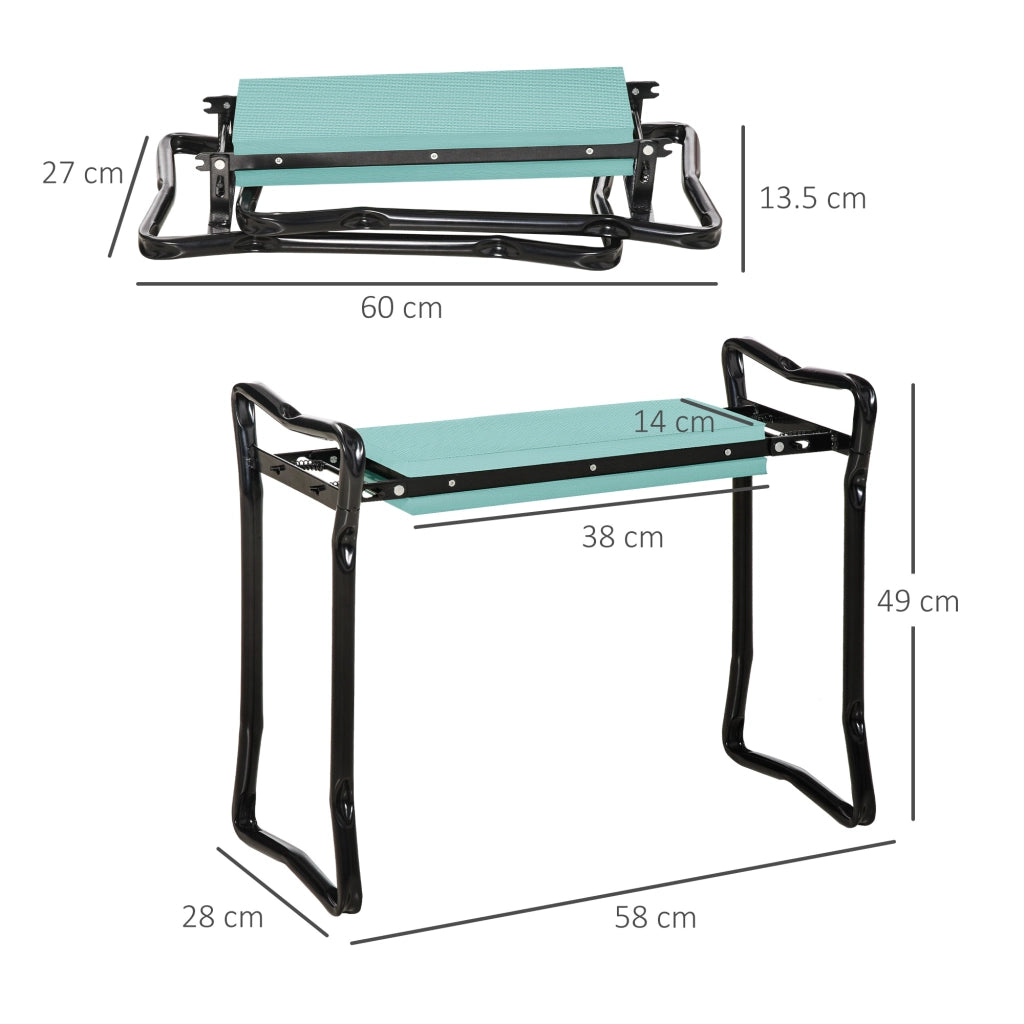 Panca inginocchiata per giardinaggio, sgabello da giardino pieghevole, supporto per ginocchia fino a 150 kg, schiuma EVA, acciaio, verde scuro, 58 x
