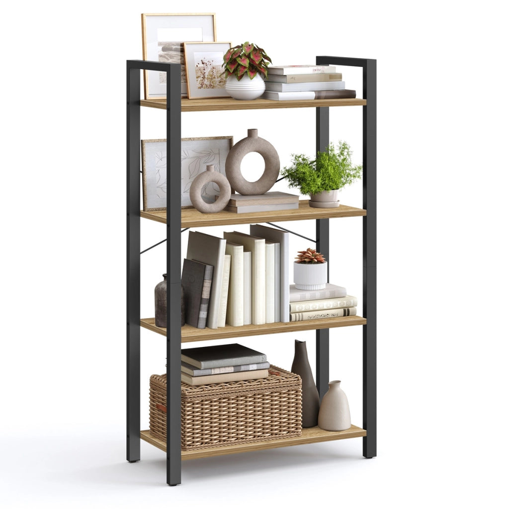 Libreria Industrial Artisan con 4 Ripiani in Rovere e Acciaio