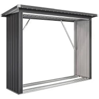 Legnaia con pavimento rialzato e tetto inclinato, in acciaio zincato 213x66,5x150cm Grigio