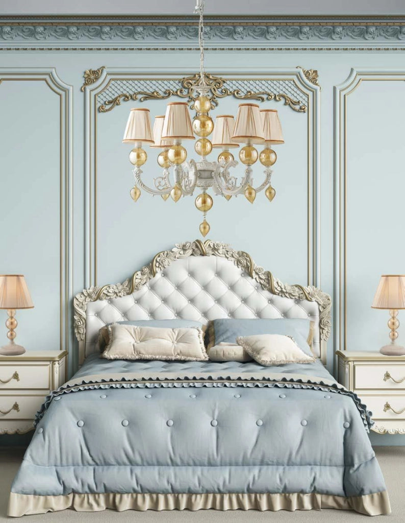 LAMPADARIO ORFEO BIANCO 6XE14 74X68CM