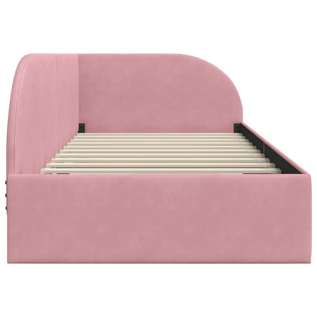 Cornice del letto ad angolo Rosa 90 cm x 200 cm Velluto 42016649