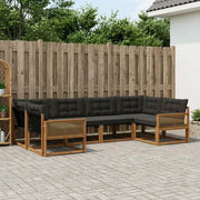 Set di divani da esterno con cuscino 6 pcs Naturale e Nero 3381652