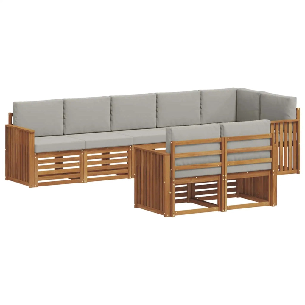 Set divani con cuscino 8 pcs Grigio Naturale e Chiaro 3375006