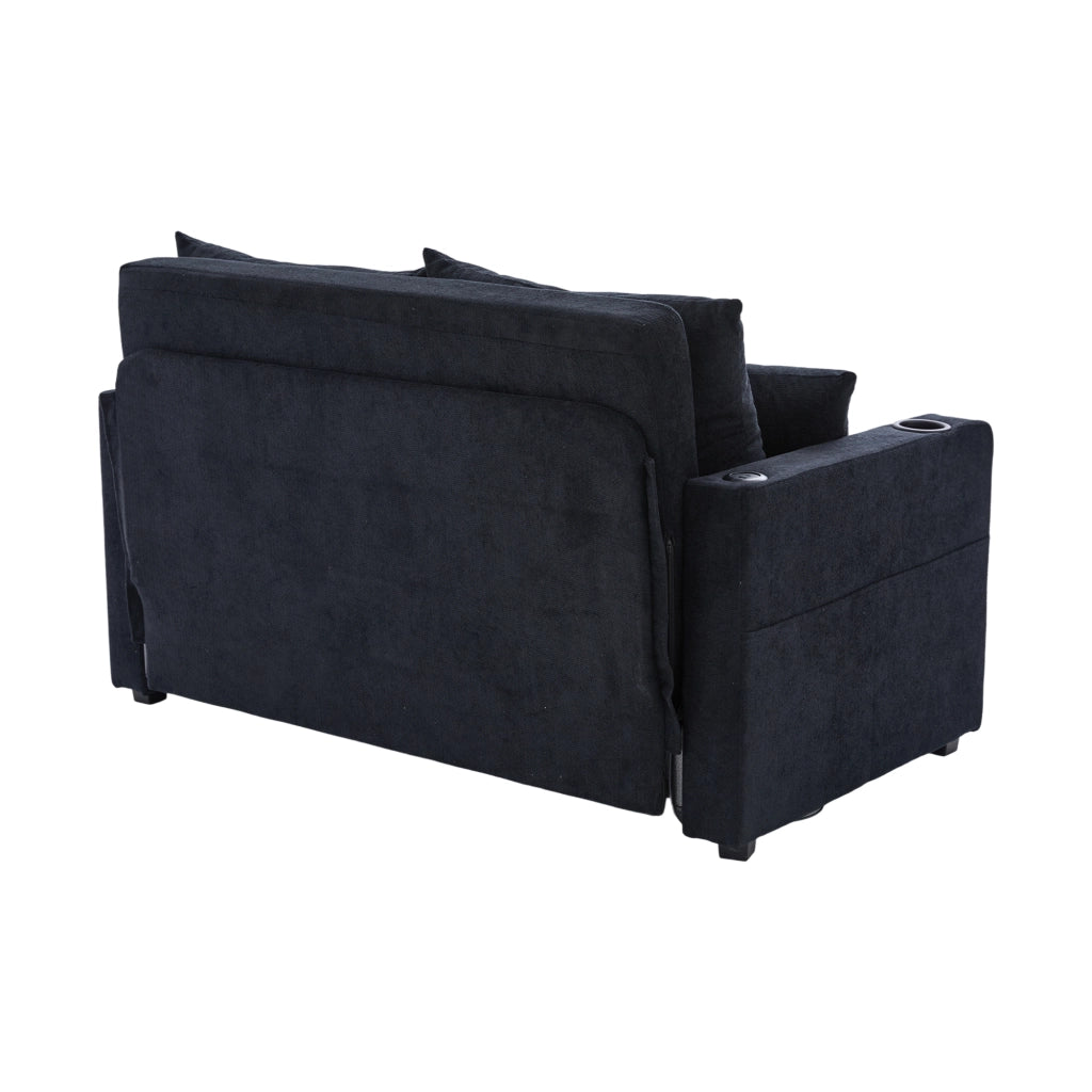 Divano Letto Multifunzione con Contenitore e USB ¨C MINIMAL ¨C Tessuto, Grigio