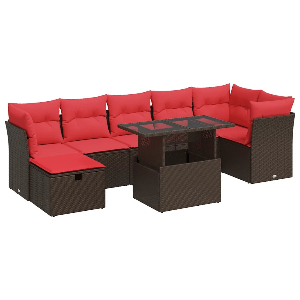 Set Divani da Giardino con Cuscini 8 pz Marrone Polyrattan 3327794