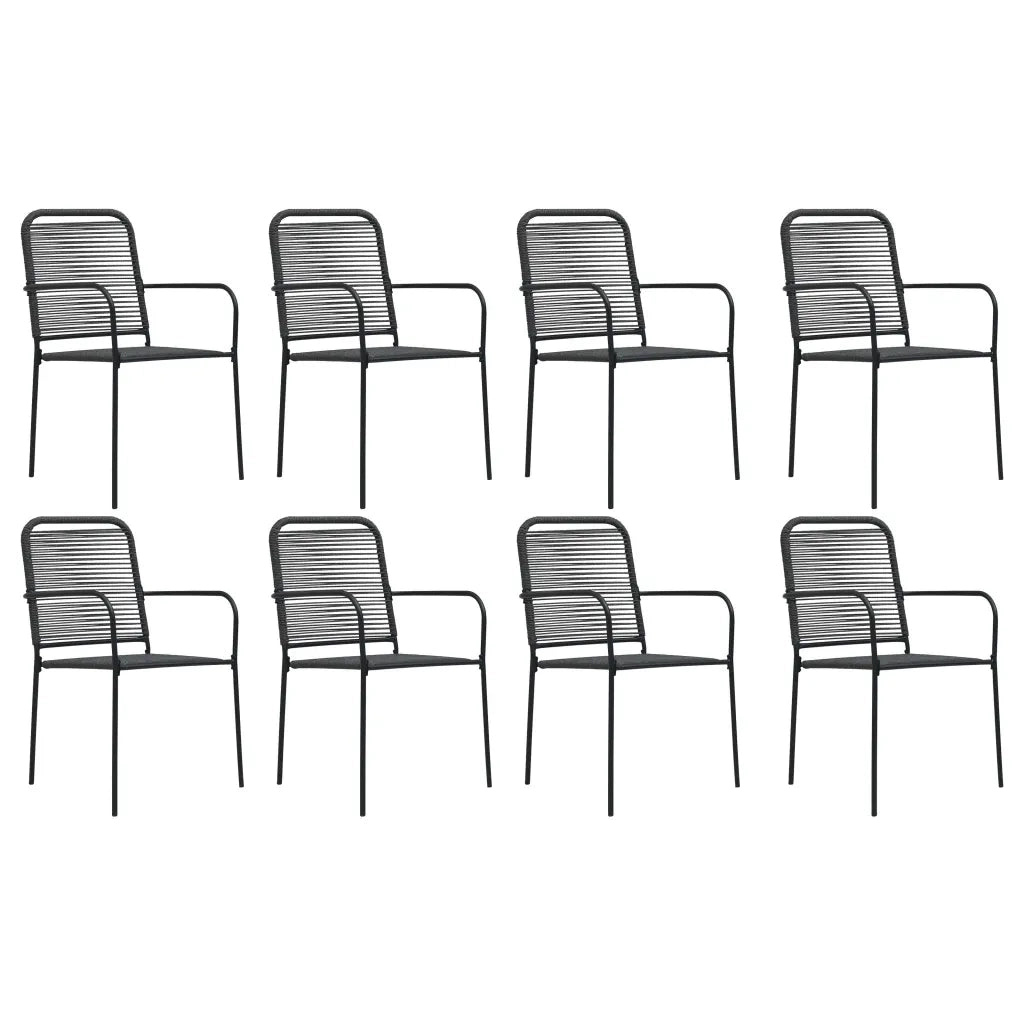 Set da Pranzo da Giardino 9 pz Nero in Vetro e Acciaio