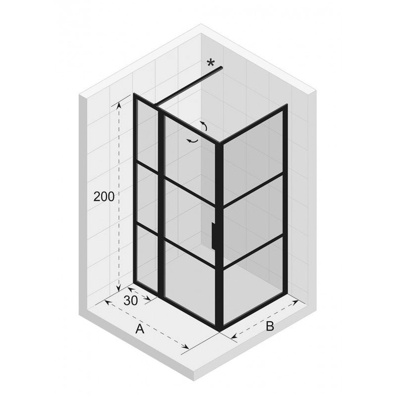 Box doccia angolare GRID 203 RIHO 120x80 x200cm