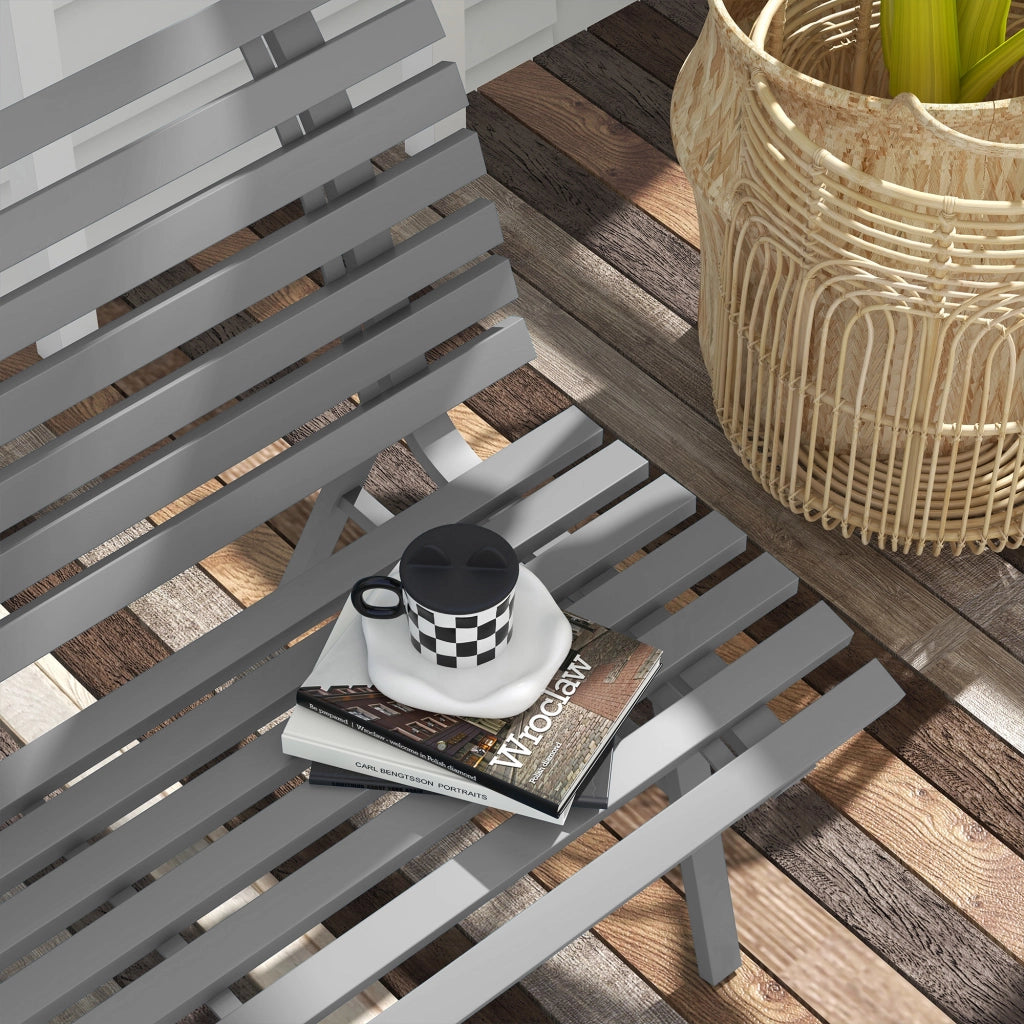 Panchina per Esterno in Legno e Alluminio ¨C Minimal ¨C Grigio 123x67x79 cm
