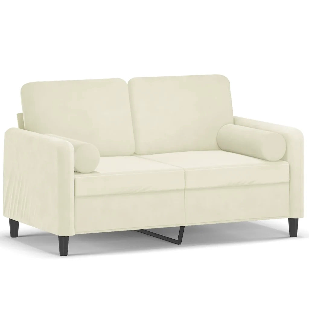 Divano | Divano da soggiorno | Sofa a 2 Posti con Cuscini Crema 120 cm in Velluto