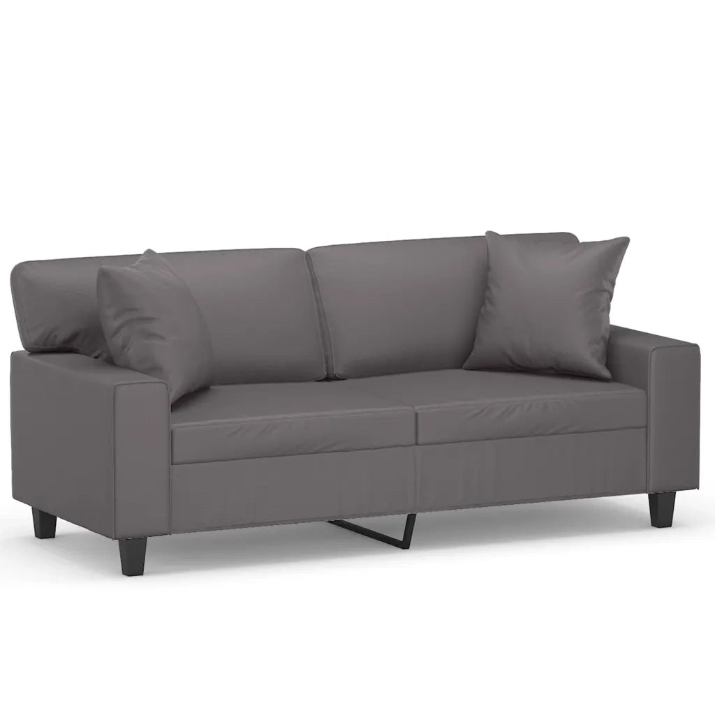 Divano a 2 Posti con Cuscini-Sofa 2 Posti con Cuscini Grigio 140 cm in Similpelle 479365