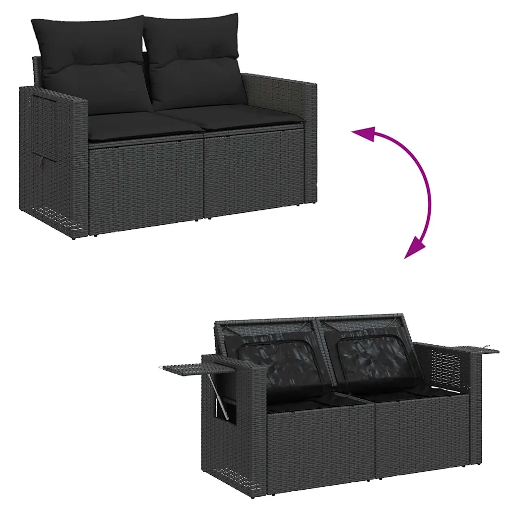 Set Divani da Giardino con Cuscini 7pz Nero Polyrattan 3326426