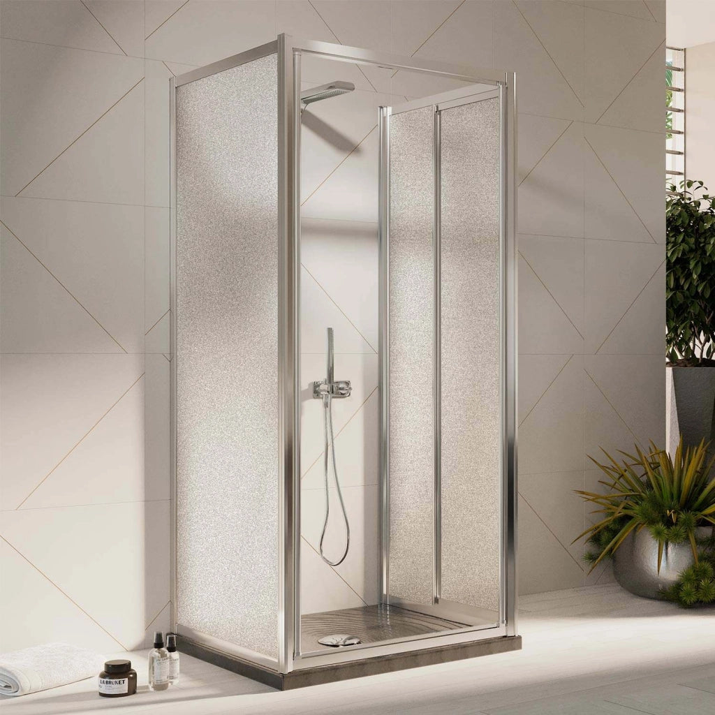 Box Doccia 3 lati 70x90x70CM H198 Cristallo Stampato C 2 Fissi+Saloon 2 Ante Battente 90 mod. West