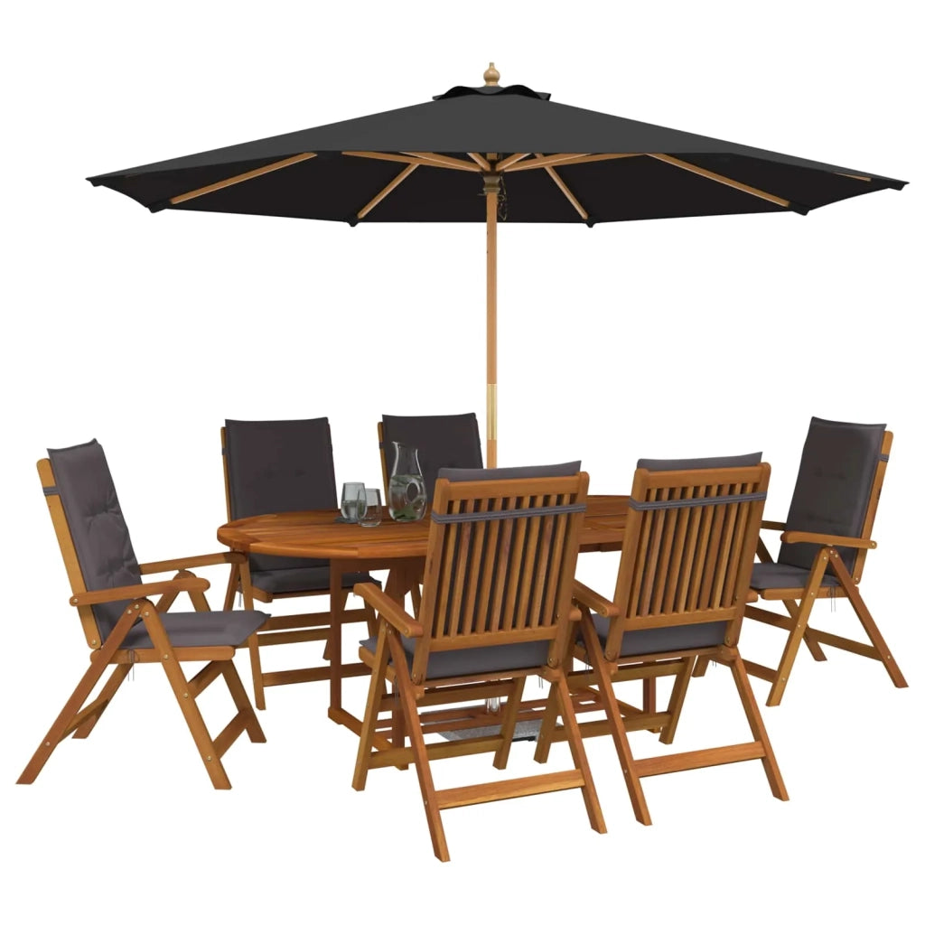 Set da pranzo da esterno con ombrellone 8 pz Antracite 3438544