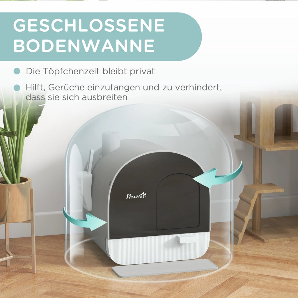 Casetta per Gatti con Coperchio, Paletta e Tappetino ¨C zephmum ¨C Grigio/Nero, Plastica