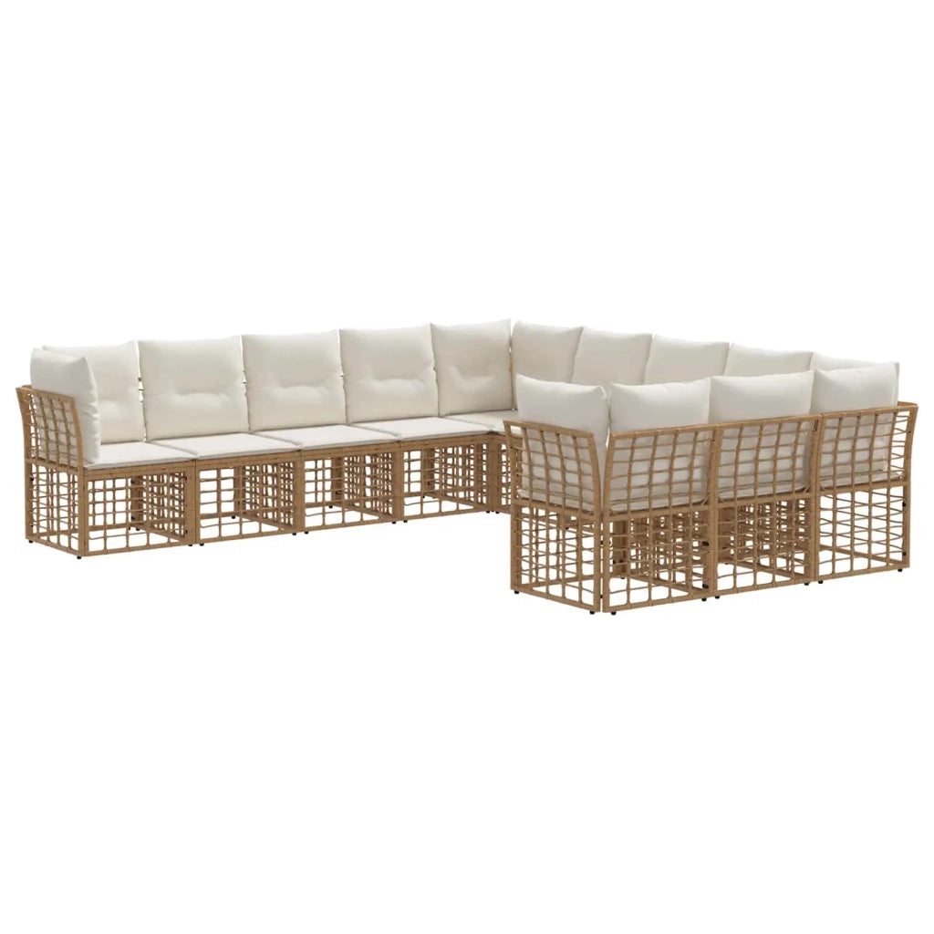 Set di divani da esterno Naturale e Bianco Crema Poliestere 3437586