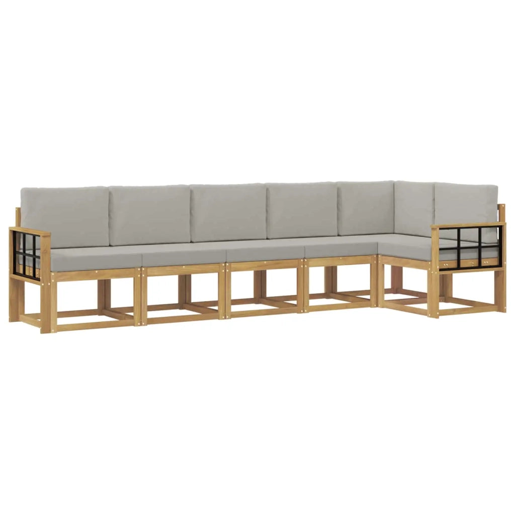 Set di divani da esterno 6 pz Bianco e Grigio Chiaro 3387710