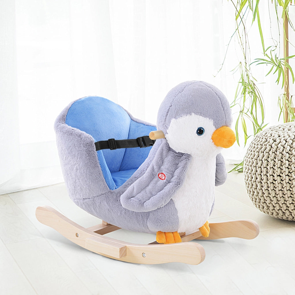 Cavallo a Dondolo in Peluche con Sicurezza ¨C zephmum ¨C Grigio