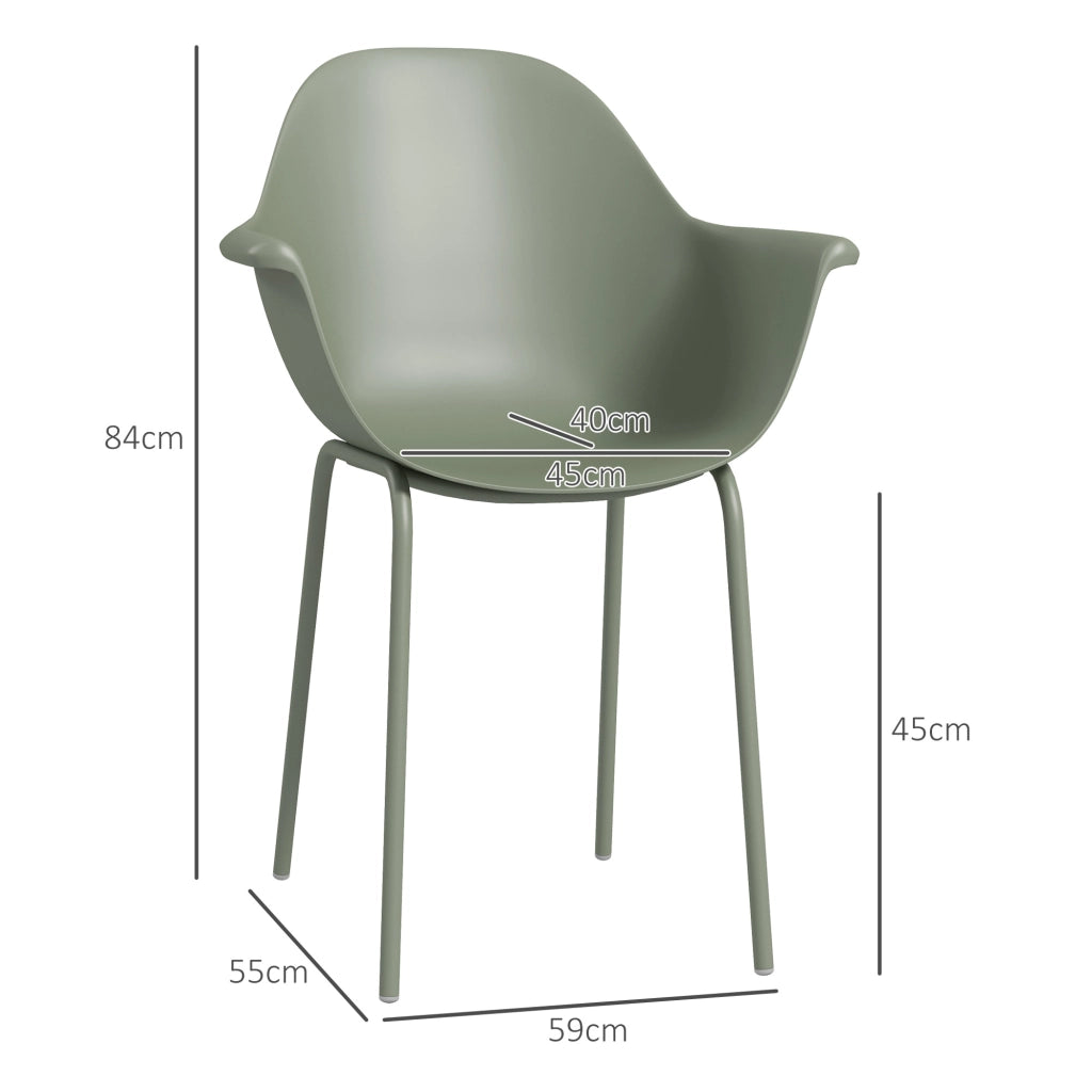 Set Sedie da Giardino 4 Pezzi ¨C Minimal ¨C Verde Plastica Metallo
