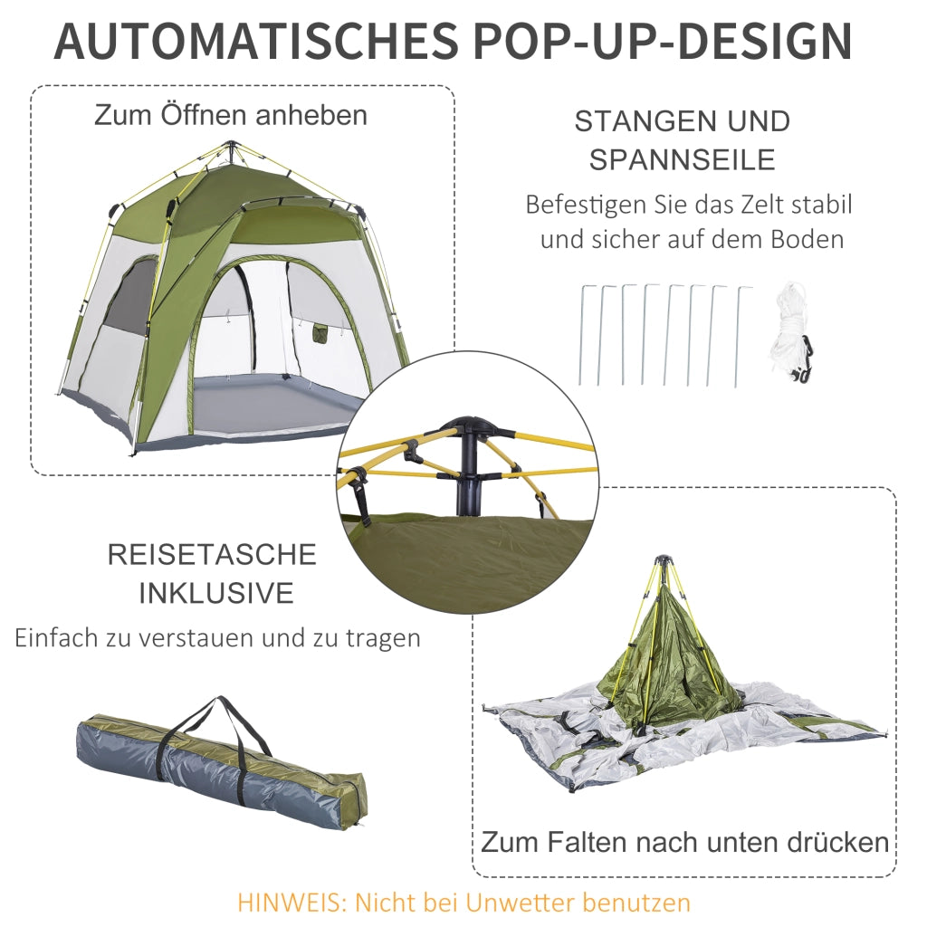 Tenda da giardino pop-up automatica ¨C Minimal ¨C Verde e grigio 240x240x199 cm