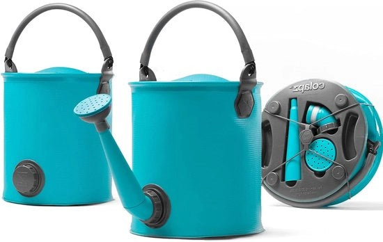 Giocatore di acqua e secchio pieghevole - Pratico per camper - 1 pezzo - Verde - Materiale: plastica