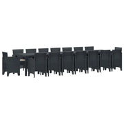 Set da pranzo da giardino con cuscini 17 pcs Antracite PP