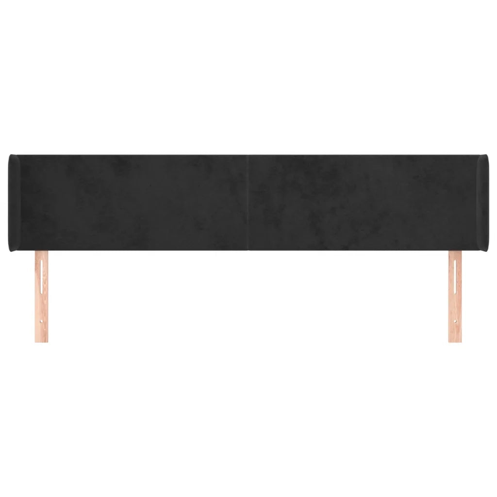 Testiera ad Orecchio Nera 183x16x78/88 cm in Velluto 3118550
