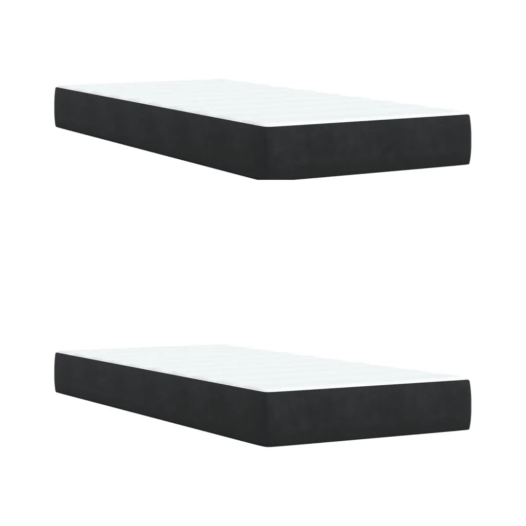 Giroletto a Molle con Materasso Nero 200x200 cm in Velluto