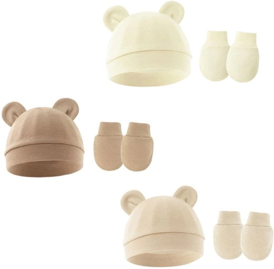 Set di 3 Copricapo per Bambini in Cotone - Adatto a 0-6 Mesi - Leggero e Comodo