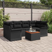 Set Divano da Giardino con archiviazione 7 pcs Nero polyrattan