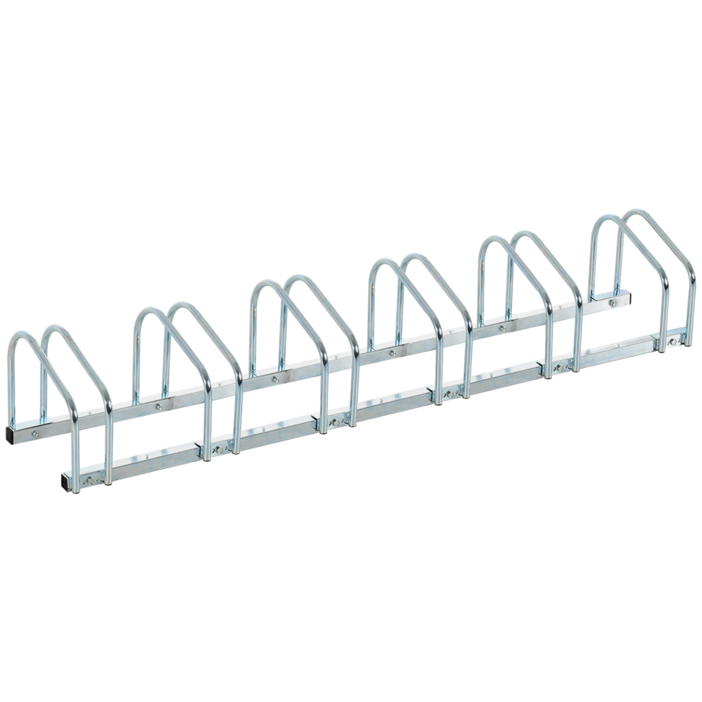 Rastrelliera Portabici da Pavimento o Parete ¨C Xylo ¨C 6 Posti Acciaio 179x33x27cm Argento